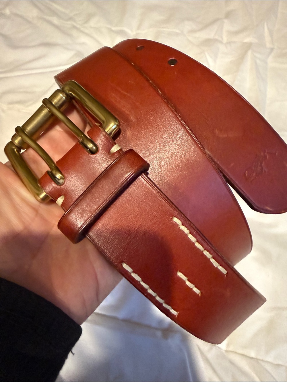 Polo Ralph Lauren Men’s Cognac Brown Leather Brass Buckle Belt